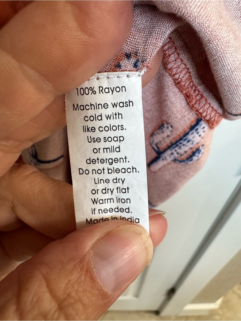 Women’s Short-Sleeve Button-Down Shirt in Rust Orange with Pink Cactus Print - Picture 8 of 8